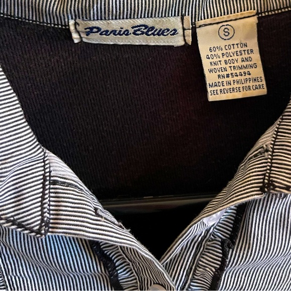 Layered Striped Short Sleeve Collar Top - Picture 5 of 5